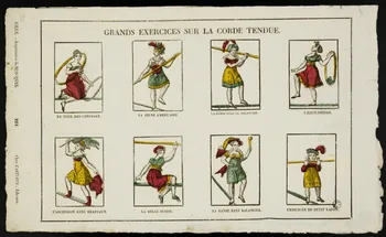 Jean-Baptiste Castiaux ; Simon-François Blocquel imagerie ancienne GRANDS EXERCICES SUR LA CORDE TENDUE. Lille 1809-1837 1954.60.5  Photo