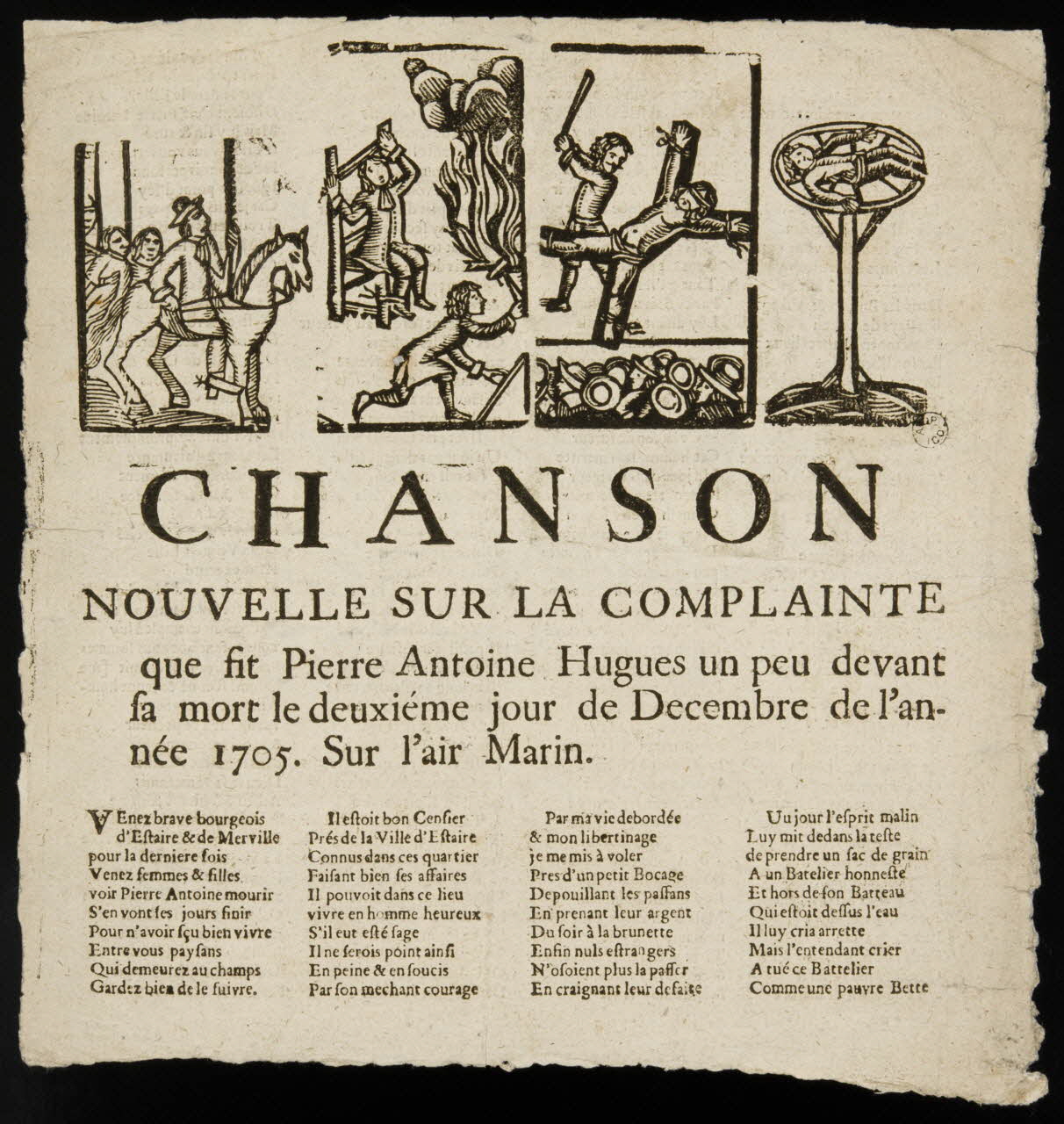 imagerie ancienne CHANSON  NOUVELLE SUR LA COMPLAINTE Lille 1705 1955.140.13 Photo