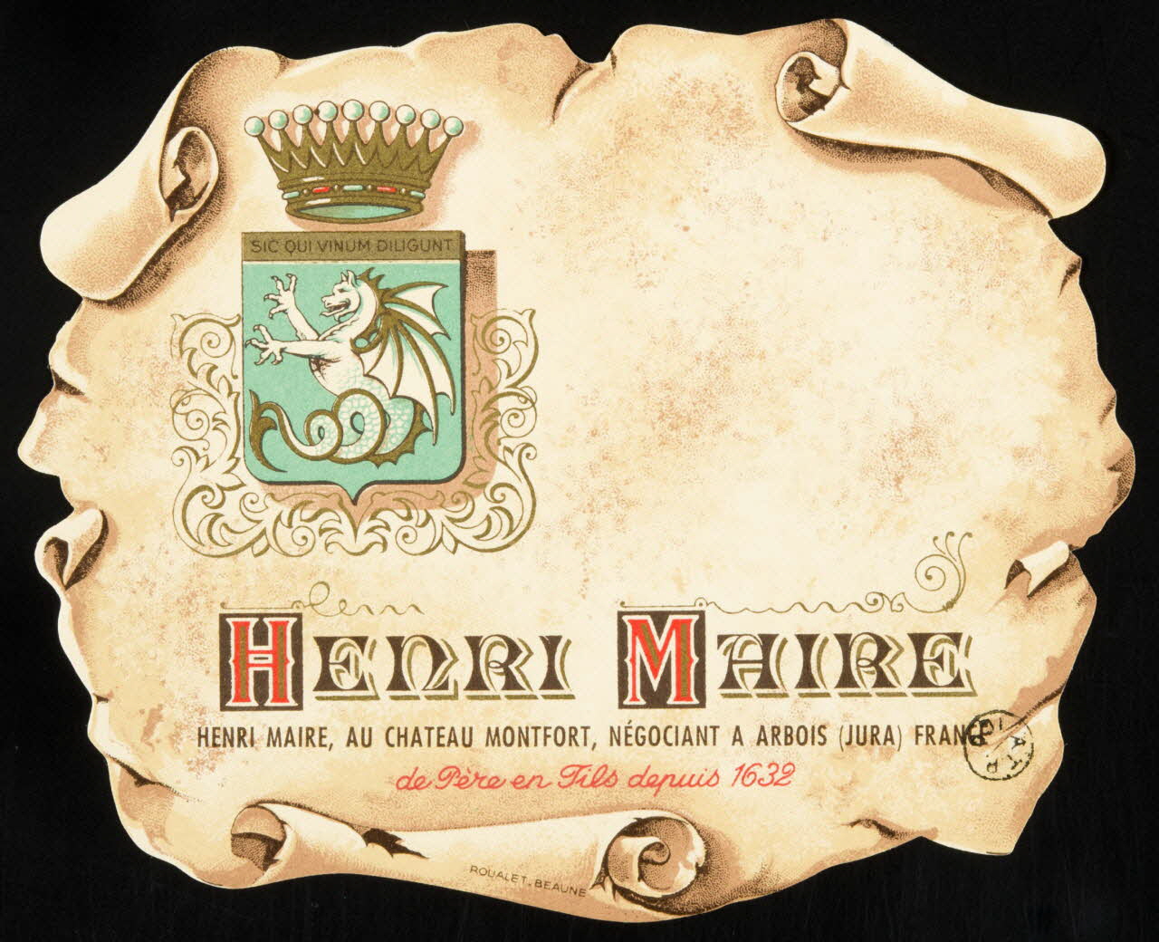 étiquette publicitaire HENRI MAIRE 1955.156.10 Photo