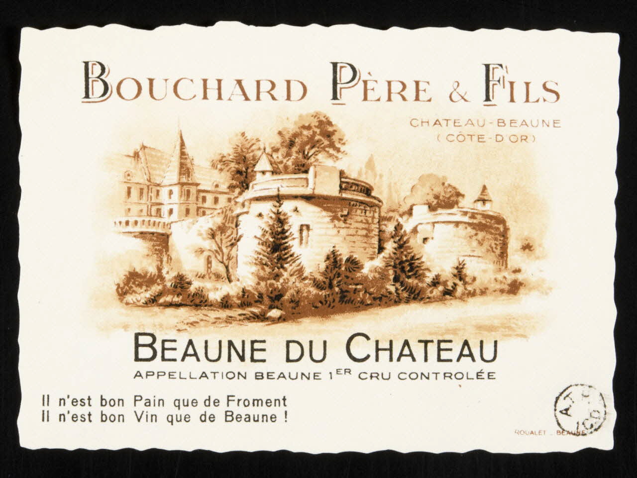 étiquette vin BOUCHARD PERE & FILS  BEAUNE DU CHATEAU 1955.156.2 Photo
