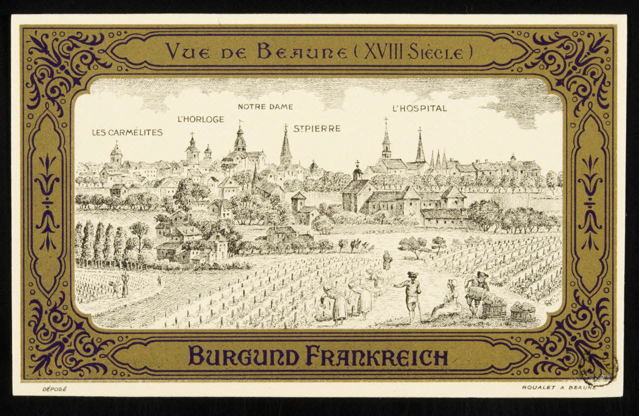 étiquette publicitaire VUE DE BEAUNE (XVIII SIECLE) 1955.156.3 Photo