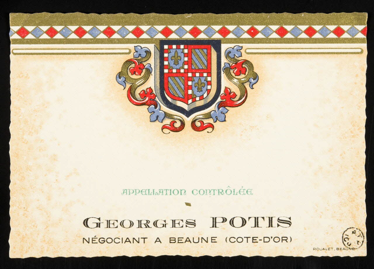 étiquette publicitaire GEORGES POTIS  NEGOCIANT A BEAUNE (COTE-D'OR) 1955.156.6 Photo