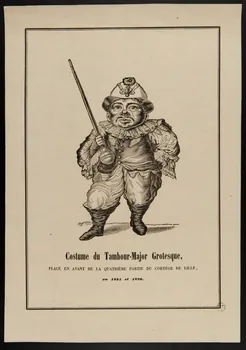 Henri Désiré Porret ; Jean-Baptiste Castiaux ; Simon-François Blocquel estampe COSTUME DU TAMBOUR-MAJOR GROTESQUE,  PLACE EN AVANT DE LA QUATRIEME PARTIE DU CORTEGE DE LILLE,  EN 1825 et 1826. Lille 1837-1863 1955.157.4 Photo