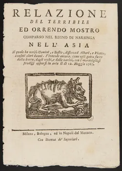 estampe RELAZIONE  DEL TERRIBILE  ED ORRENDO MOSTRO  COMPARSO NEL REGNO DI NARSINGA 1955.31.14 Photo