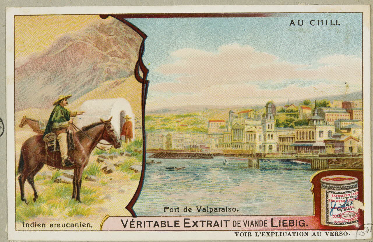 estampe AU CHILI.  Indien araucanien.  Port de Valparaiso. 1955.4.154 Photo