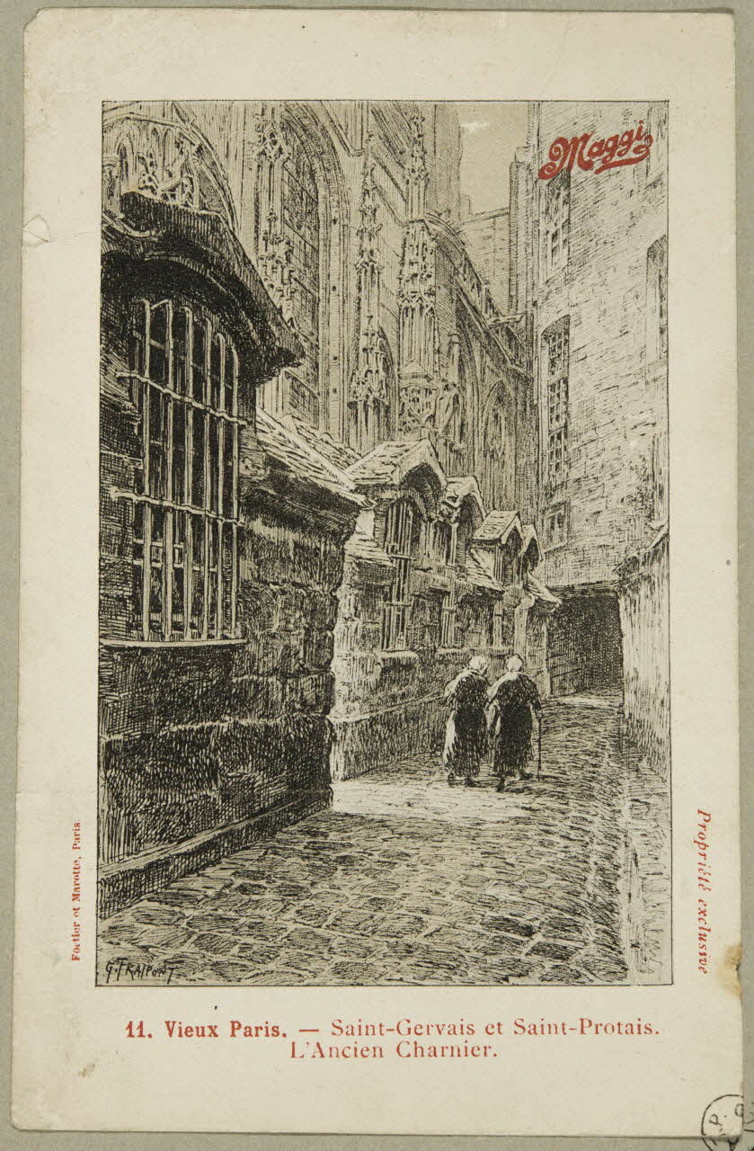 estampe 11. Vieux Paris. - Saint-Gervais et Saint-Protais.  L'Ancien Charnier. 1955.4.166 Photo