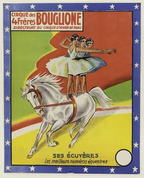 affiche CIRQUE des  4 Frères  BOUGLIONE  SES ECUYERES  Les meilleurs numéros équestres 1955.46.106 Photo
