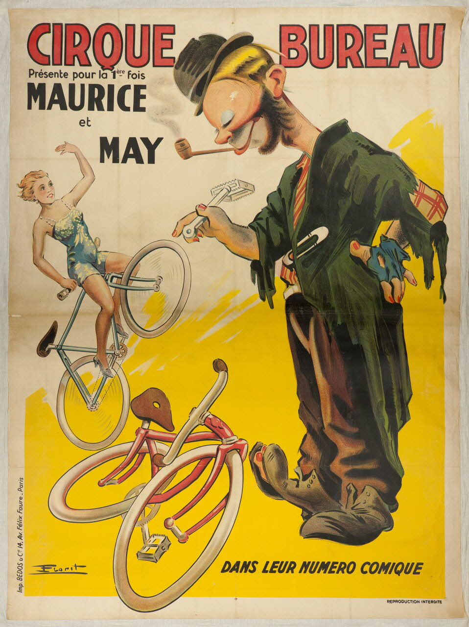 affiche CIRQUE BUREAU  Présente pour la 1ère fois  MAURICE  et  MAY  DANS LEUR NUMÉRO COMIQUE 1955.46.13 Photo