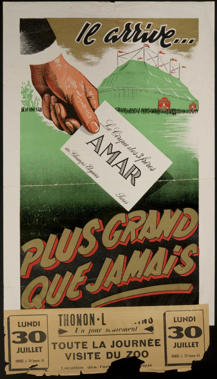 affiche Il arrive...  Le Cirque des 3 frères  AMAR 1955.46.173 Photo