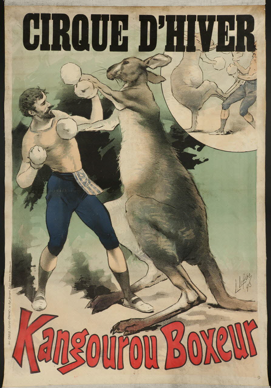 Lefevre L. ; CHAIX affiche CIRQUE D'HIVER  KANGOUROU BOXEUR 1893 1955.46.48 Photo