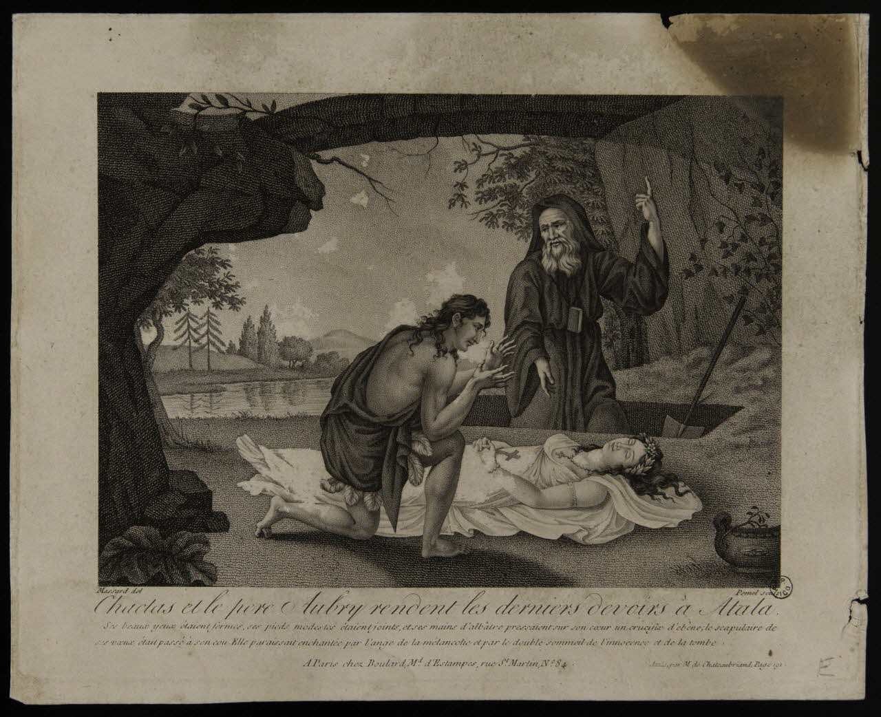 estampe Chaclas et le père Aubry rendant les derniers devoirs à Atala. 1955.57.179 Photo