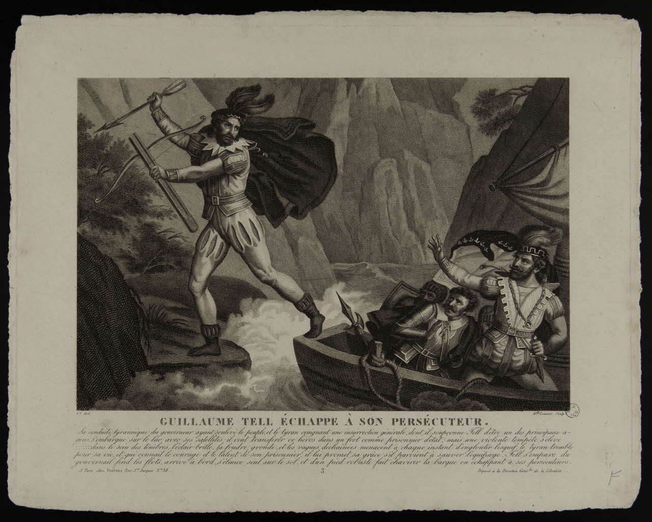 estampe GUILLAUME TELL ECHAPPE A SON PERSECUTEUR. 1955.57.199 Photo