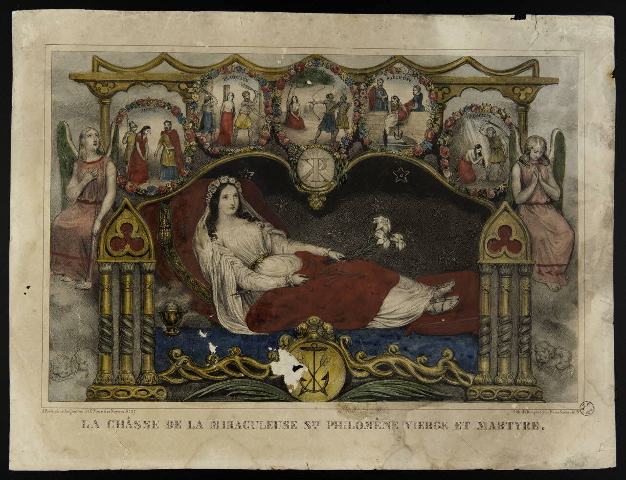 estampe LA CHÂSSE DE LA MIRACULEUSE STE. PHILOMENE VIERGE ET MARTYRE. 1955.57.235 Photo