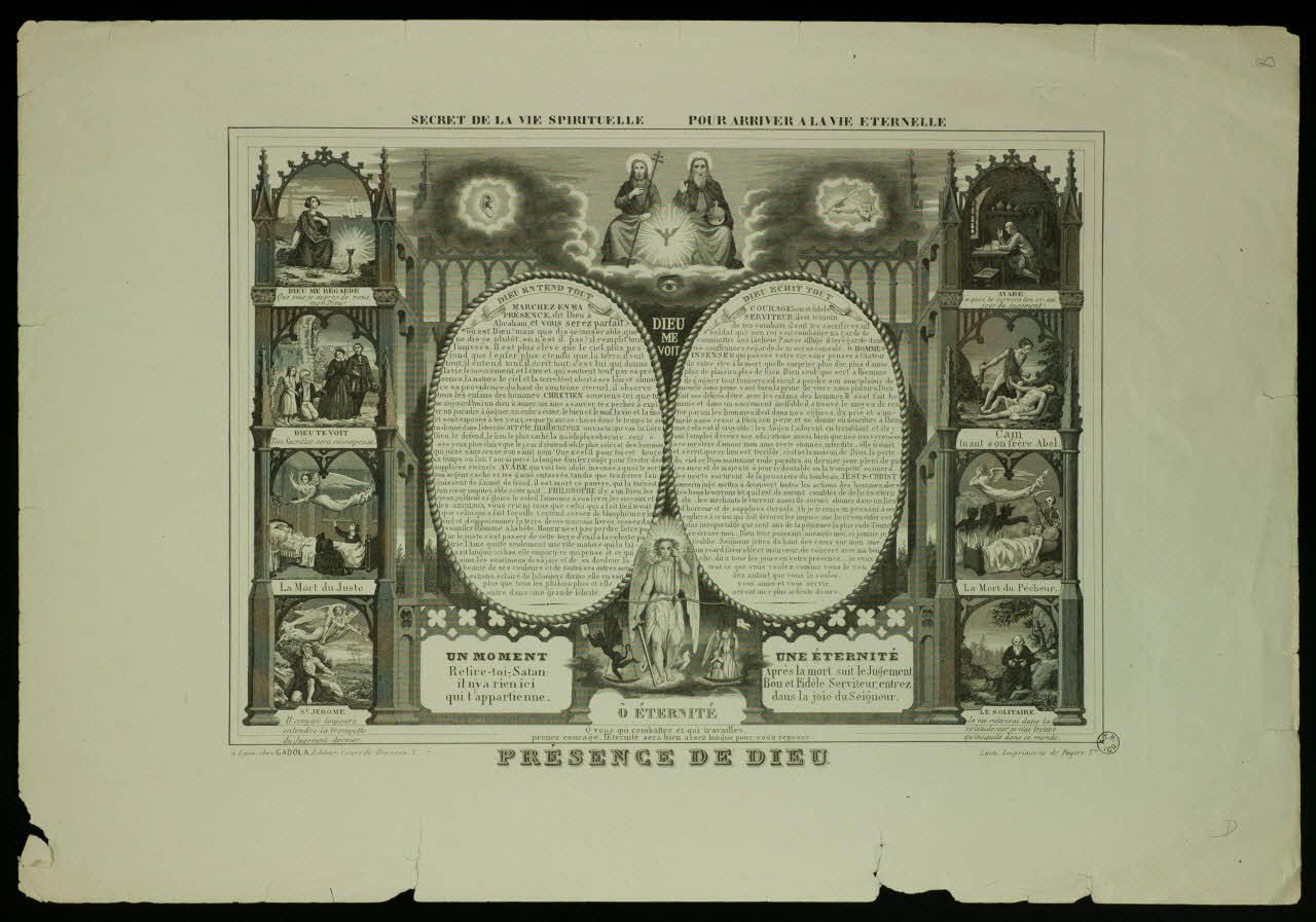 Fugère ; Cadola Jean Bapt estampe SECRET DE LA VIE SPIRITUELLE POUR ARRIVER A LA VIE ETERNELLE  PRESENCE DE DIEU. Lyon 1851-1873 1955.57.274 Photo