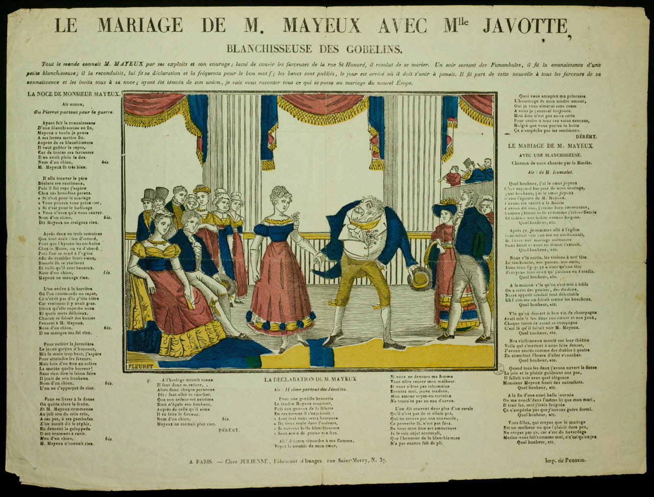 estampe LE MARIAGE DE M. MAYEUX AVEC Mlle JAVOTTE, BLANCHISSEUSE DES GOBELINS. 1955.57.55 Photo