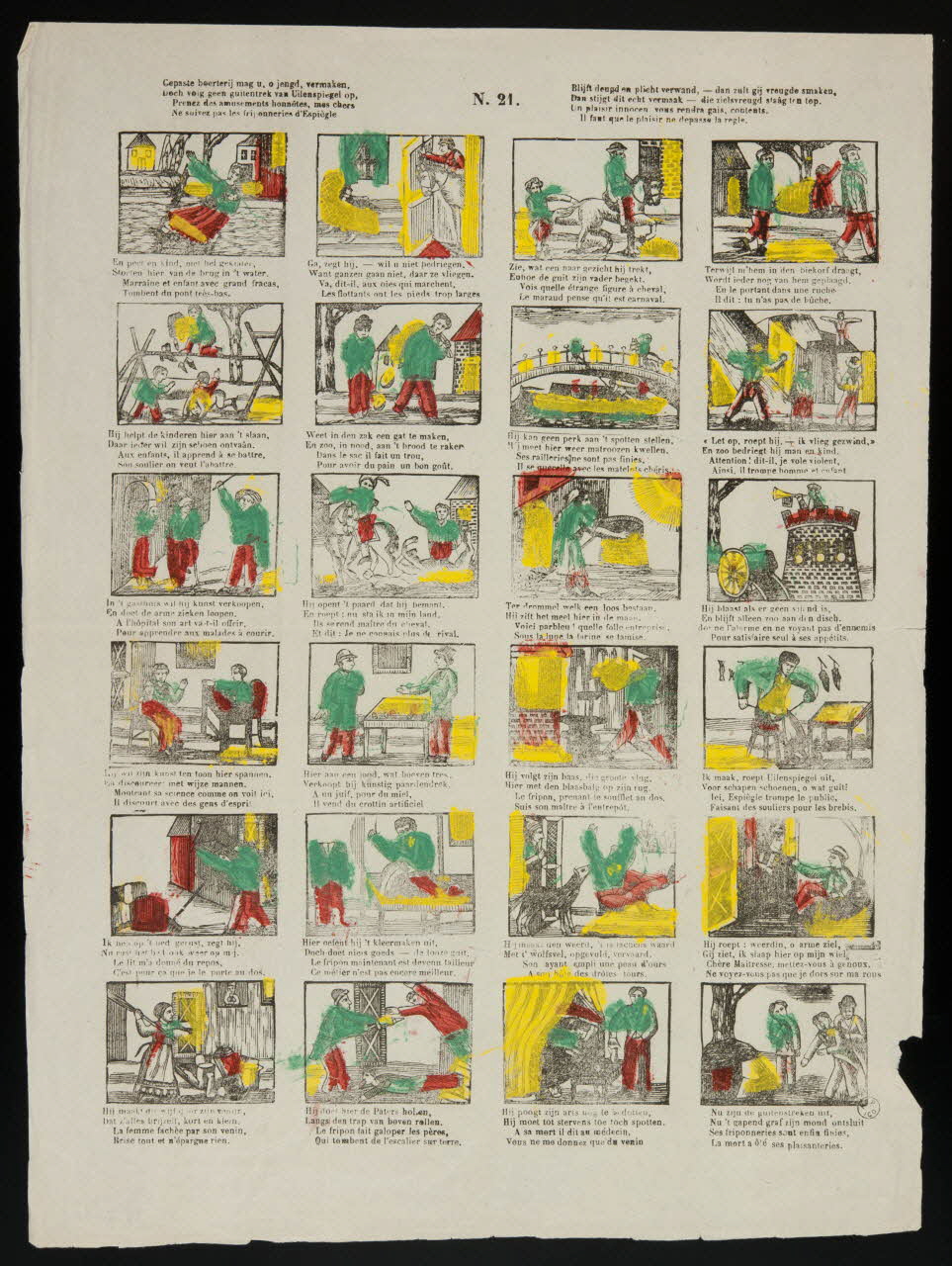 estampe Cepaste beerterij mag u, o jengd, vermaken,  Dech voig geen guitentrek van Uilenspiegel op,  Prenez des amusements honnêtes, mes chers  Ne suivez pas les friponneries d'Espiègle 1956.120.30 Photo