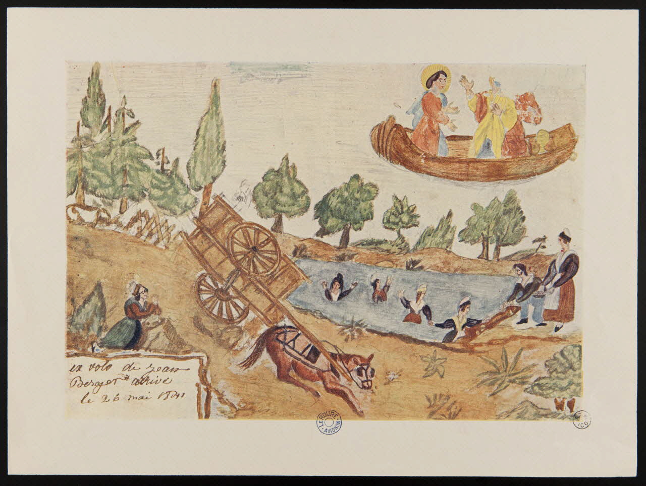 estampe ex voto de Jean  Berger arrivé  le 26 mai 1841 1956.55.3 Photo