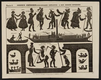 Dembour et Gangel jeu, ombre chinoise OMBRES CHINOISES. PERSONNAGES EMPLOYES A DES SCENES DIVERSES. Metz 1840-1852 1956.71.1 Photo