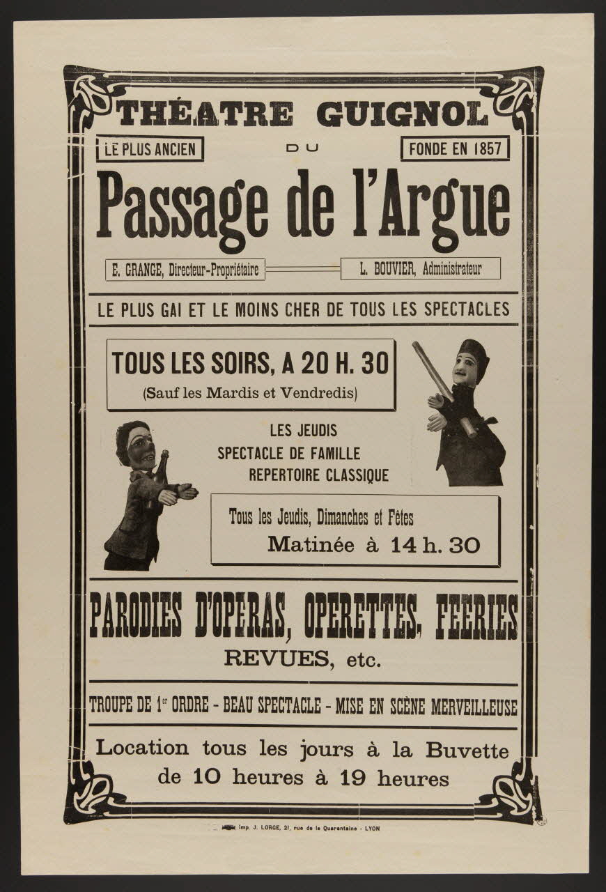 estampe THEATRE GUIGNOL  DU  Passage de l'Argue 1956.71.17 Photo