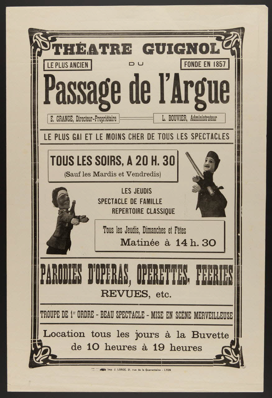 estampe THEATRE GUIGNOL  DU  Passage de l'Argue 1956.71.18 Photo