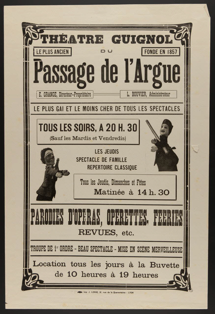 estampe THEATRE GUIGNOL  DU  Passage de l'Argue 1956.71.19 Photo