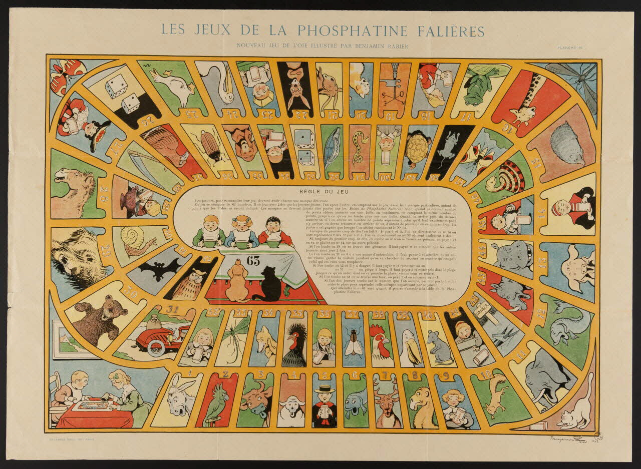 Benjamin Rabier ; Edouard Devambez jeu de l'oie Les jeux de la phosphatine Falières lle-de-France, France 1906 1956.81.1 Photo