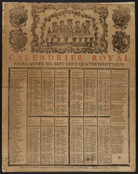 Seyer Pierre imagerie ancienne CALENDRIER ROYAL  POUR L'ANNEE MIL SEPT CENT QUATRE-VINGT-NEUF. Rouen 1788 1956.9.1.1 Photo