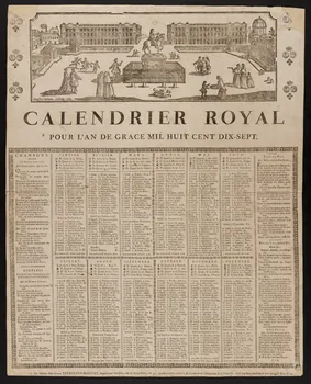 Jean-Michel Papillon ; Trenchard-Béhourt veuve ; Trenchard-B imagerie ancienne CALENDRIER ROYAL  POUR L'AN DE GRACE MIL HUIT CENT DIX-SEPT. Rouen 1816 1956.9.1.24  Photo