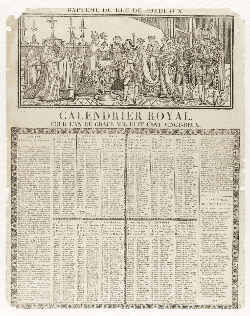 Trenchard-Béhourt veuve imagerie ancienne BAPTEME DU DUC DE BORDEAUX Rouen 1820-1822 1956.9.1.28 Photo