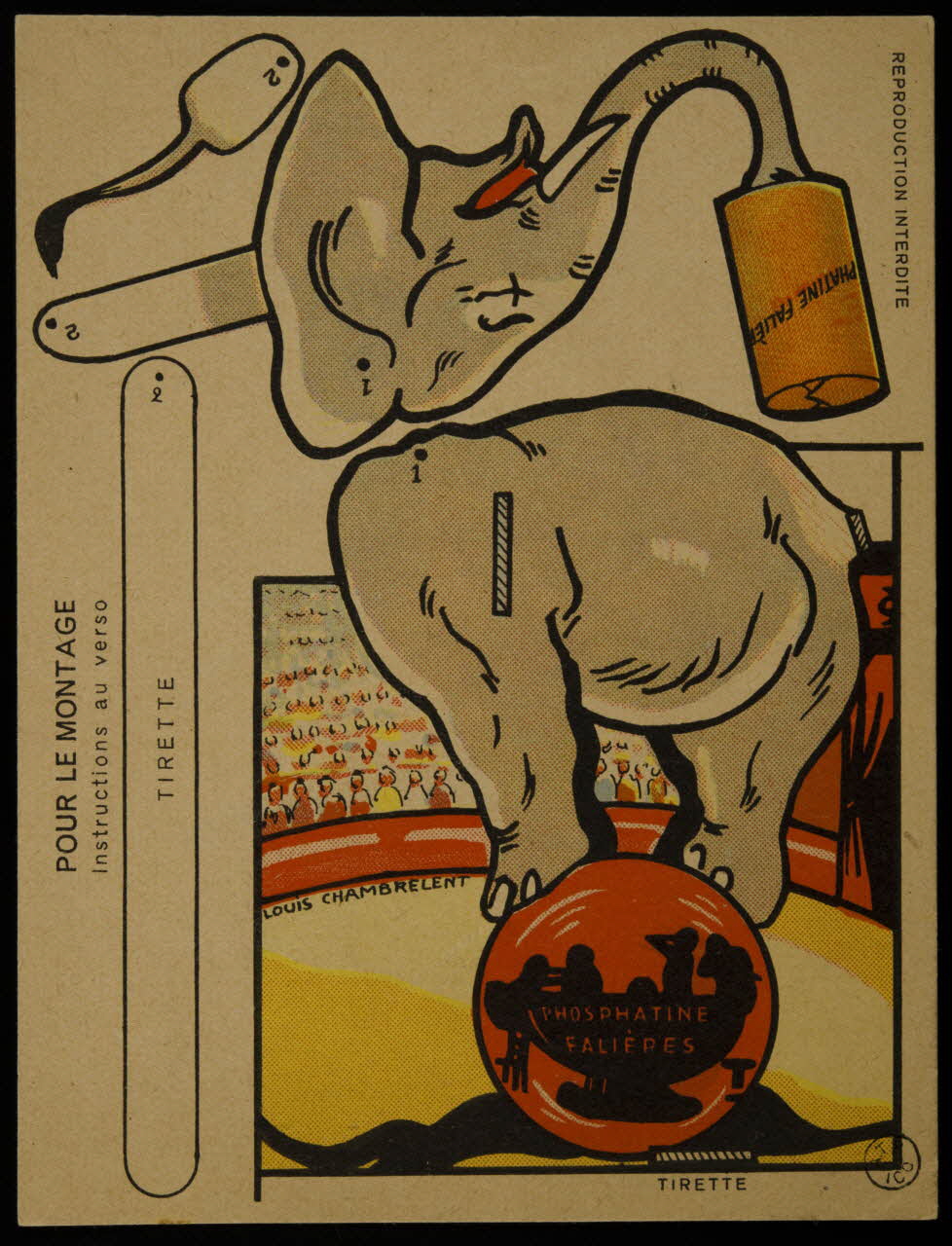 estampe Pantin d'éléphant de cirque à monter 1956.92.7 Photo