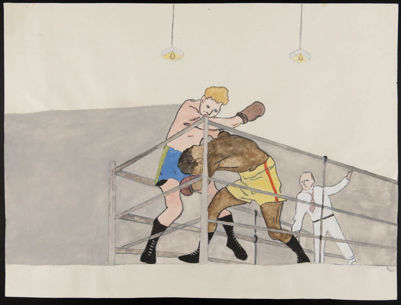 dessin Combat de boxe 1956 1957.11.18 Photo