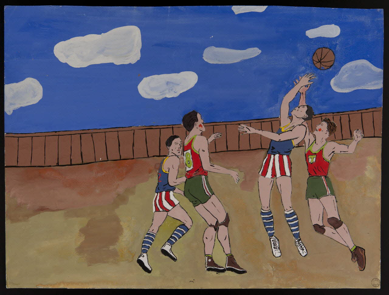 dessin Match de basket-ball 1956 1957.11.23 Photo