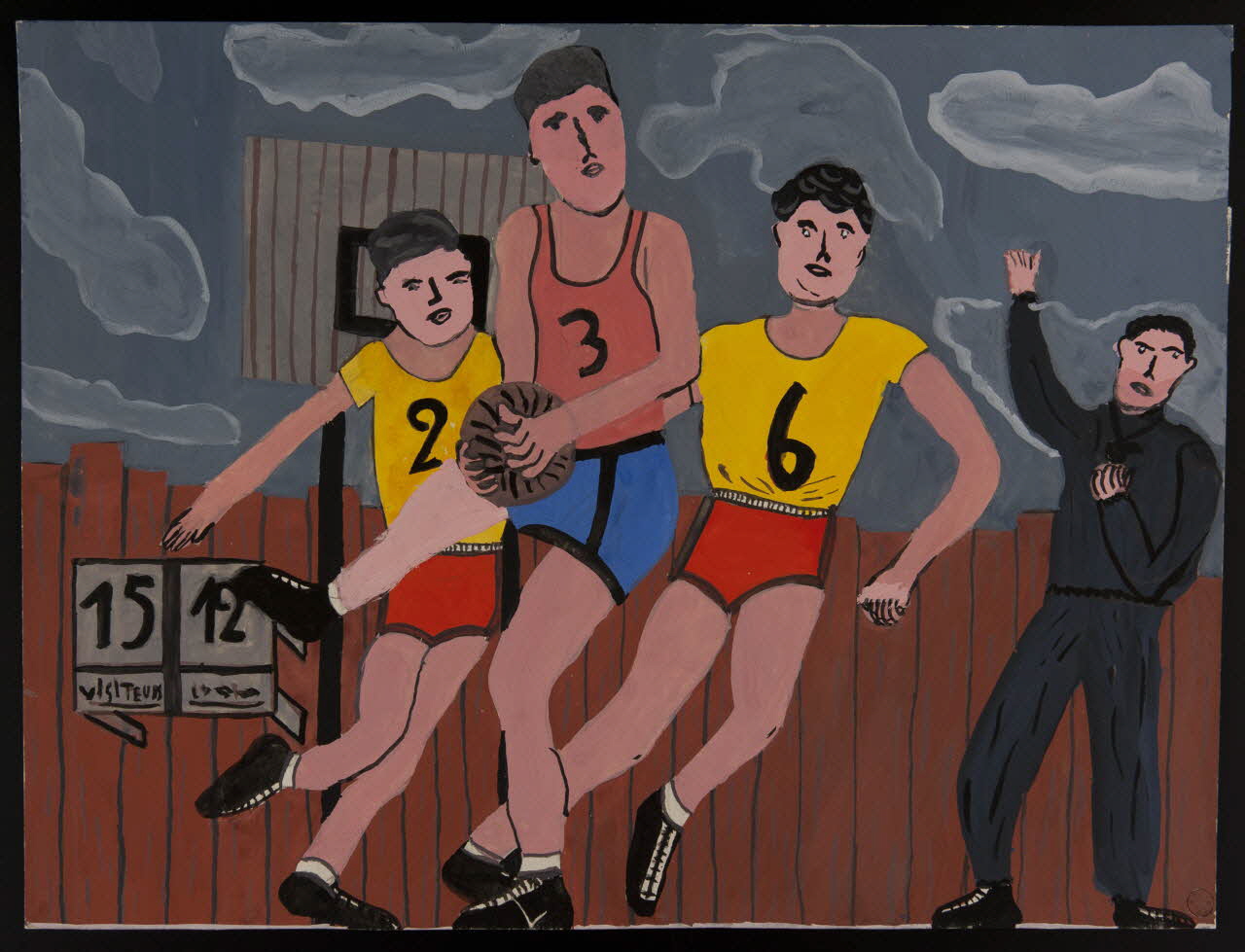 dessin Match de basket-ball 1956 1957.11.26 Photo Mucem