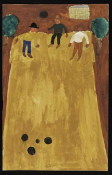 dessin Dessin d'enfant : partie de pétanque 1956 1957.11.29  Photo Mucem