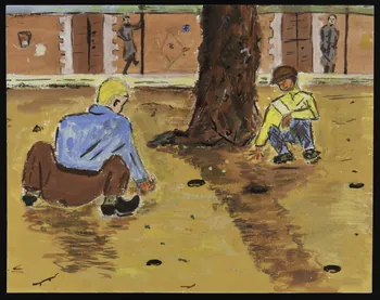 dessin Dessin d'enfant : jeu de billes 1956 1957.11.38 Photo