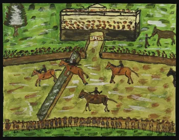 dessin Dessin d'enfant : course de chevaux 1956 1957.11.43  Photo