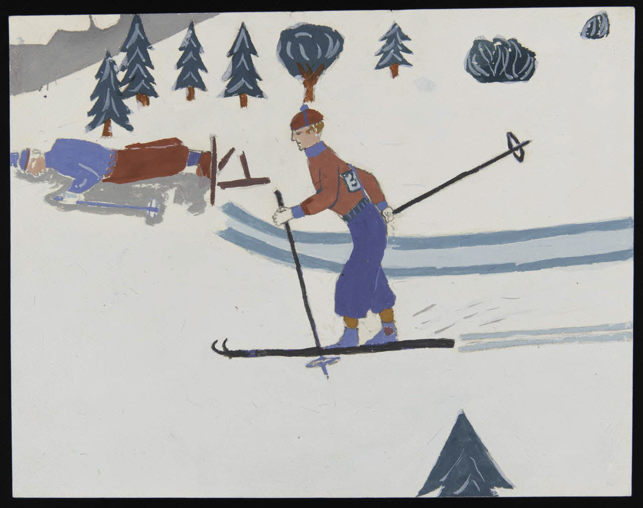 dessin Dessin d'enfant : skieur 1956 1957.11.45  Photo