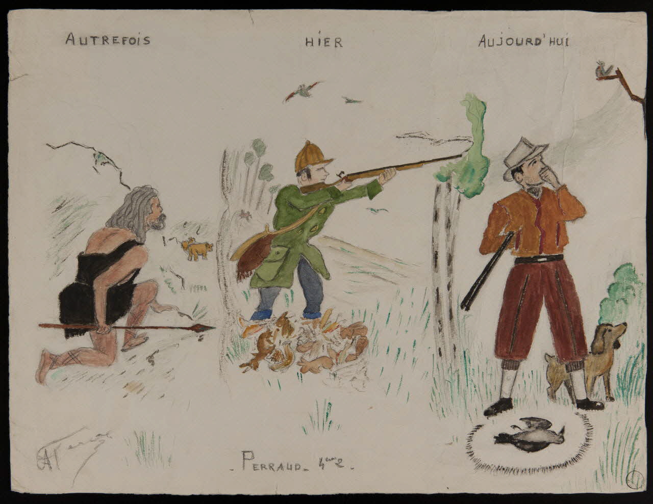 dessin Le chasseur à différentes époques. 1957.11.54 Photo