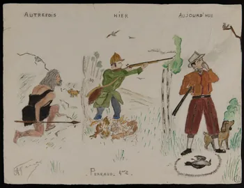 dessin Le chasseur à différentes époques. 1957.11.54 Photo