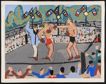 dessin Match de boxe 1957.11.57  Photo