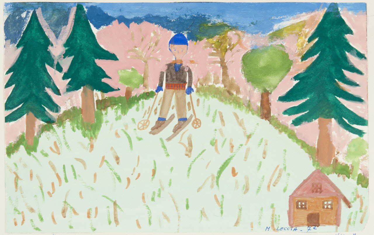 dessin "Sport d'hiver" 1956 1957.11.7 Photo