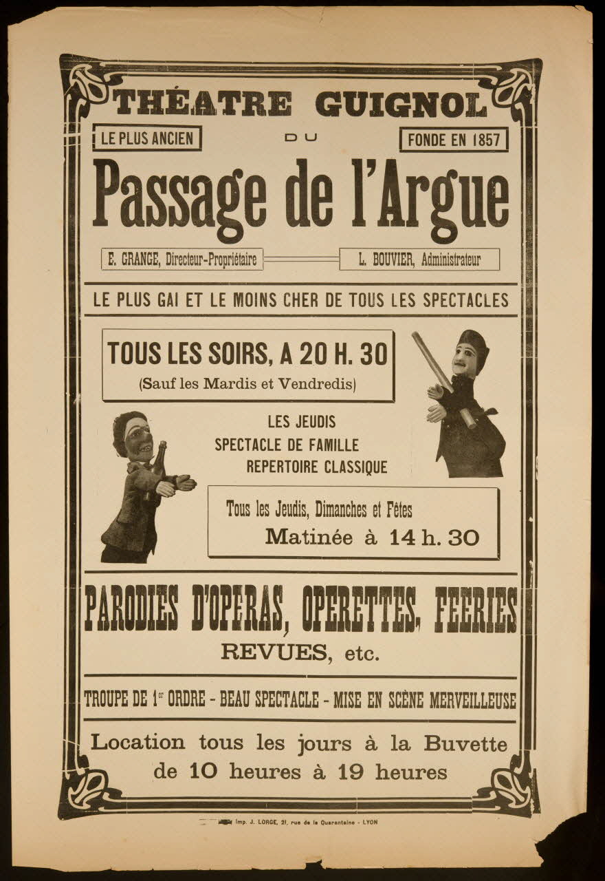 estampe THEATRE GUIGNOL  DU  Passage de l'Argue 1957.121.1.2 Photo
