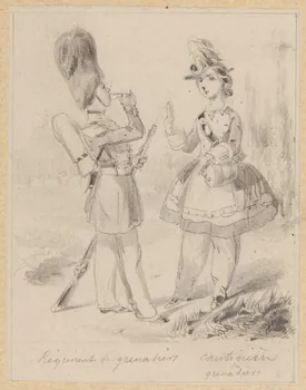 François-Charles Pinot dessin Régiment de grenadiers  cantinière  de  grenadiers 1852-1870 1957.131.7 Photo