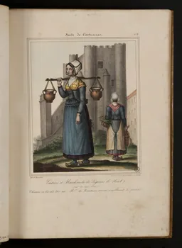 Henri Désiré Charpentier ; Charpentier Père et Fils et Cie élément d'ensemble Laitière et Marchande de Légumes de Niort.  (Dépt des deux Sèvres)  Chateau où lon dit être née Mme de Maintenon, servant actuellement de prison. 1824-1834 1957.164.1.26 Photo