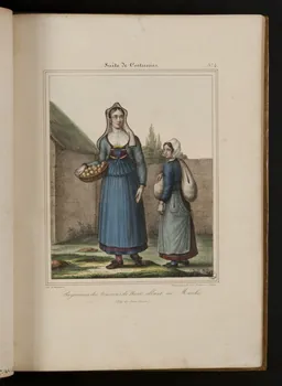 Henri Désiré Charpentier ; Charpentier Père et Fils et Cie élément d'ensemble Paysannes des Environs de Niort, allant au Marché.  (Dépt des deux Sèvres) 1824-1834 1957.164.1.28 Photo