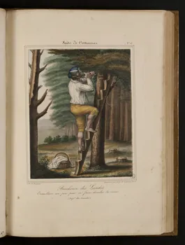 Henri Désiré Charpentier ; Charpentier Père et Fils et Cie élément d'ensemble Bucheron des Landes.  Entaillant un pin pour en faire découler la résine.  (Dépt des Landes.) 1824-1834 1957.164.1.48 Photo