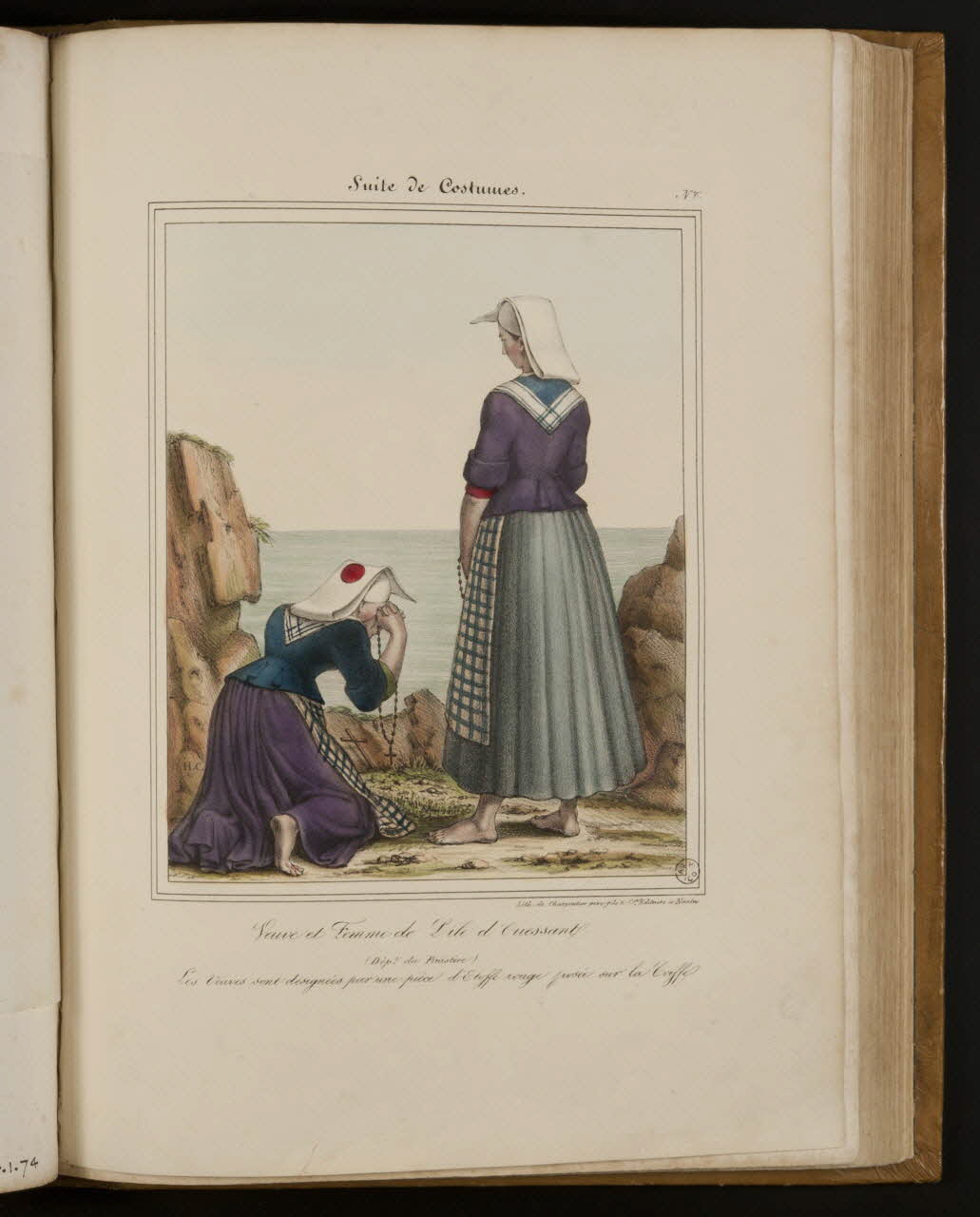 Henri Désiré Charpentier ; Charpentier Père et Fils et Cie élément d'ensemble Veuve et Femme de L'île d'Ouessant.  (Dépt du Finistère)  Les veuves sont désignées par une pièce d'Etoffe rouge posée sur la Coiffe 1824-1834 1957.164.1.75 Photo