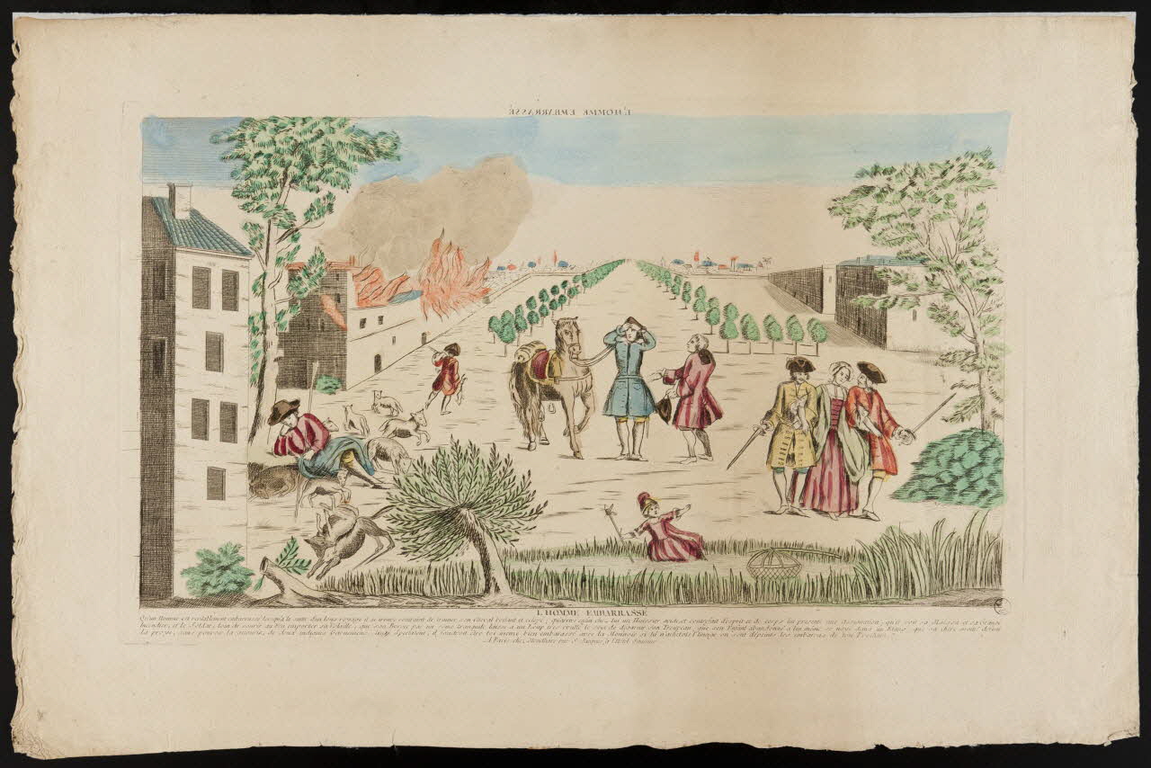 Mondhare Louis-Joseph imagerie ancienne L'HOMME EMBARRASSE Paris 1765-1775 1957.17.2 Photo