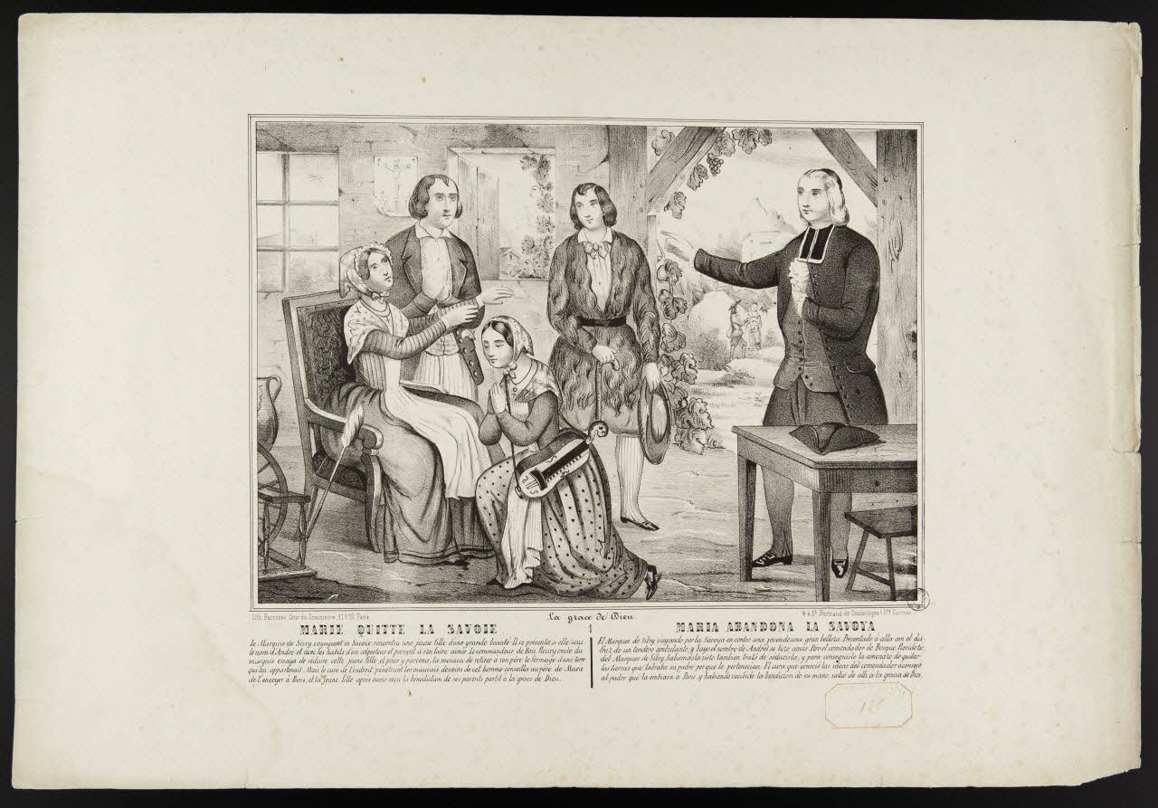 estampe La Grâce de Dieu  MARIE QUITTE LA SAVOIE  MARIA ABANDONA LA SAVOYA 1957.175.144 Photo