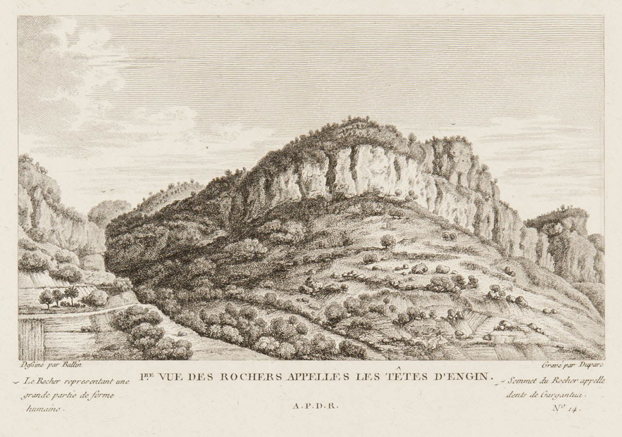 estampe 1RE VUE DES ROCHERS APPELLES LES TETES D'ENGIN. 1957.175.195.1 Photo